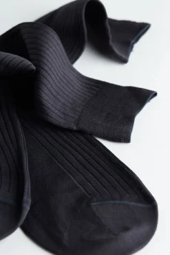 Short Ribbed Cotton Lisle Socks
