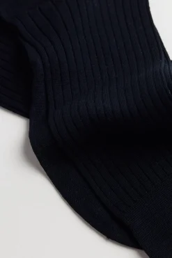 Short Ribbed Cotton Lisle Socks