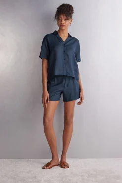 Short-Sleeved Linen Canvas Shirt