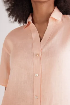 Short-Sleeved Linen Canvas Shirt