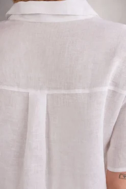 Short-Sleeved Linen Canvas Shirt