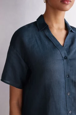 Short-Sleeved Linen Canvas Shirt