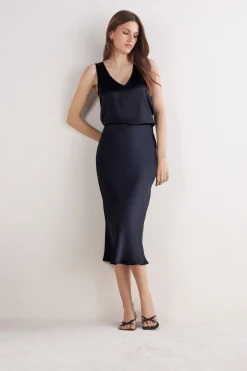Silk Midi Skirt
