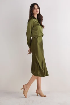 Silk Midi Skirt