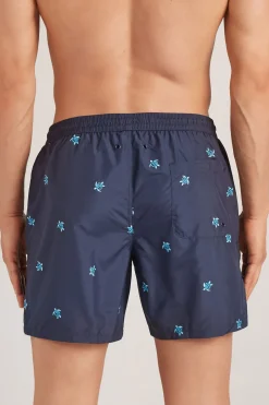 Swim Trunks with Embroidered Turtles