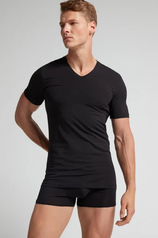 V-Neck Stretch Superior Cotton T-Shirt