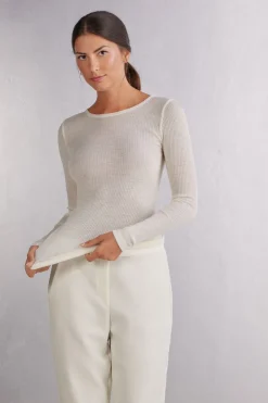Wool and Silk Long-Sleeved Crew-Neck Max Top