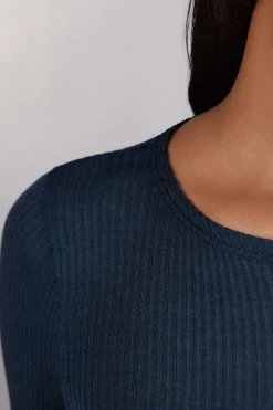 Wool and Silk Long-Sleeved Crew-Neck Max Top
